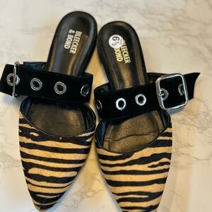 Bleecker & Bond Zebra Print Flats with Black Strap